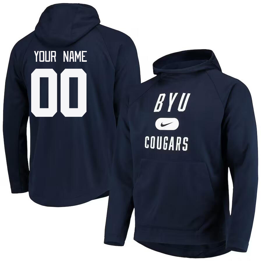 Custom BYU Cougars Name And Number College Hoodie-Navy - Click Image to Close